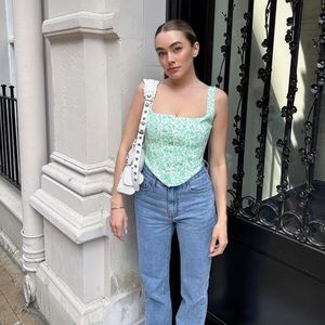Zara Women’s | Poplin Corset Top Green XS